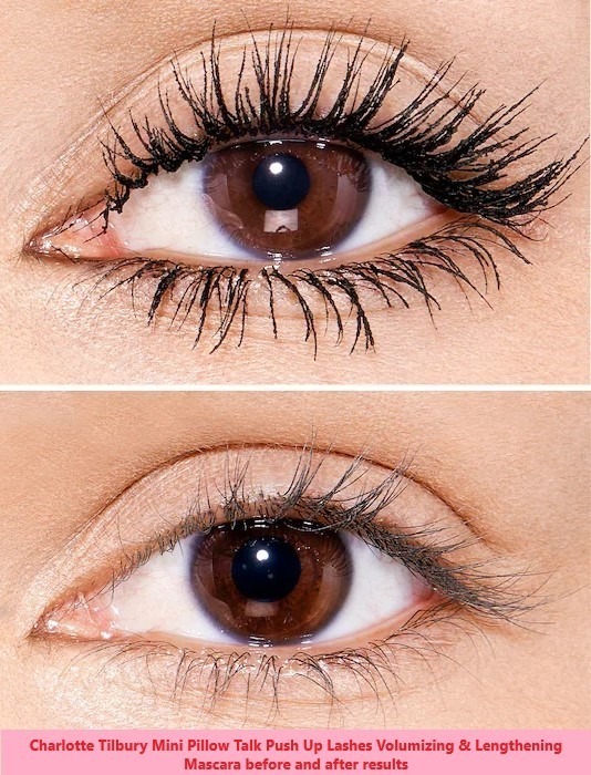 Charlotte Tilbury Pillow Talk Push Up Lashes Volumizing & Lengthening Mascara before and after results