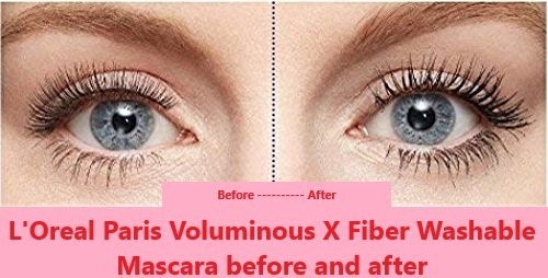 L'Oreal Paris Voluminous X Fiber Washable Mascara before and after