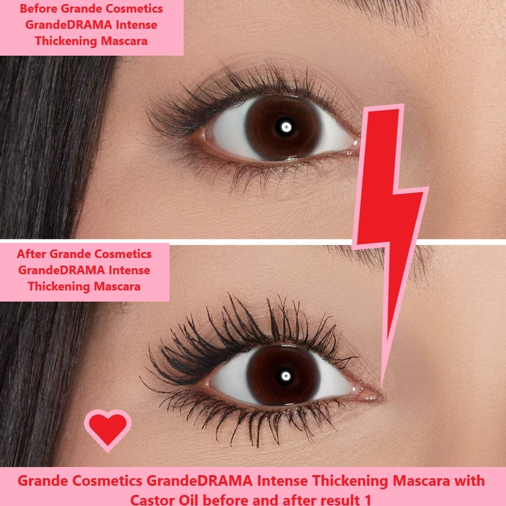 Grande Cosmetics GrandeDRAMA Intense Thickening Mascara with Castor Oil Before and After Results 1