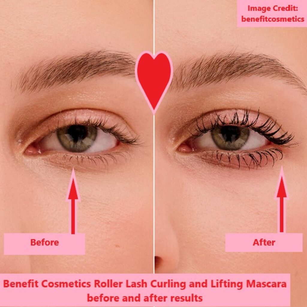 Benefit Cosmetics Roller Lash Curling and Lifting Mascara before and after results