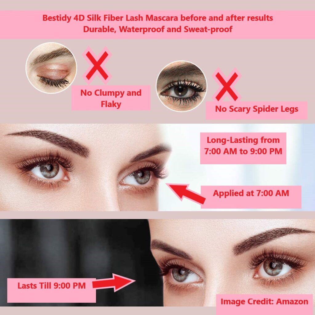 Bestidy 4D Silk Fiber Lash Mascara before and after results