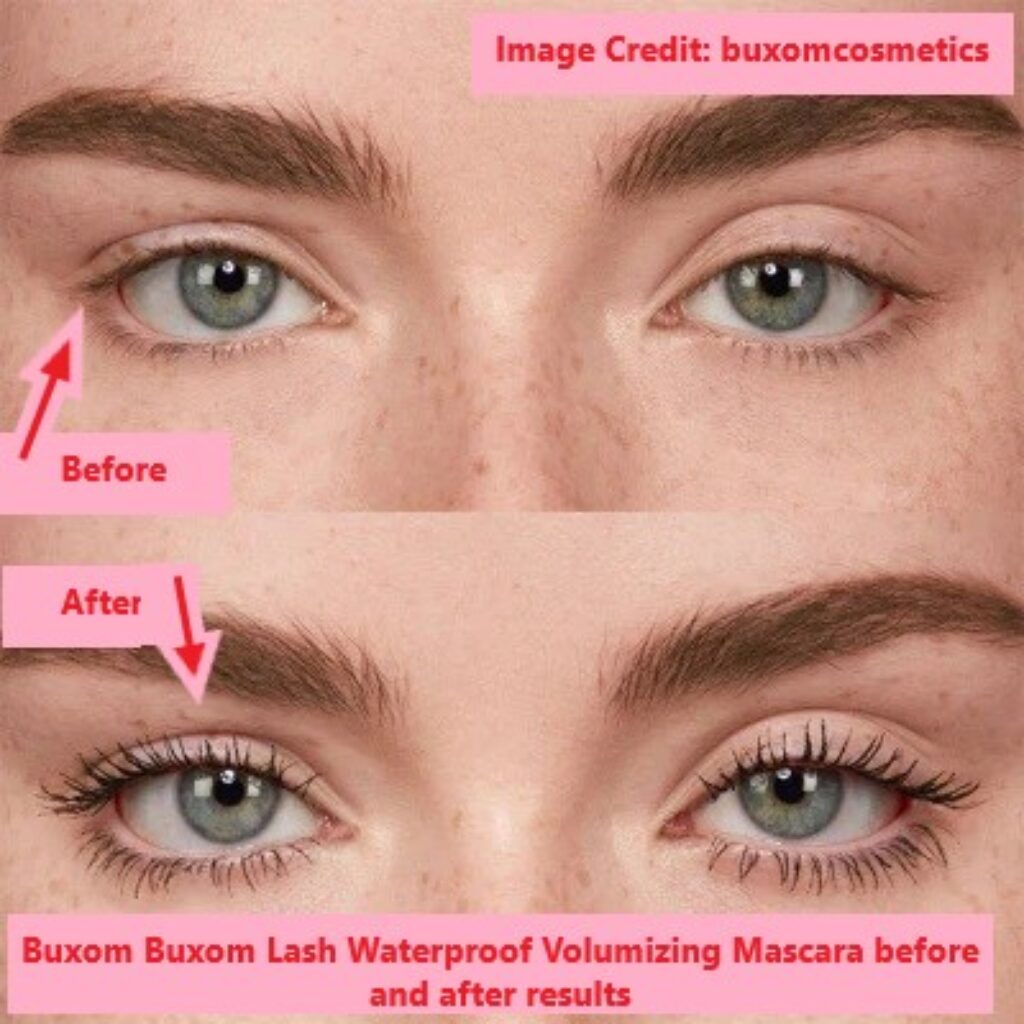 Buxom Buxom Lash Waterproof Volumizing Mascara before and after results