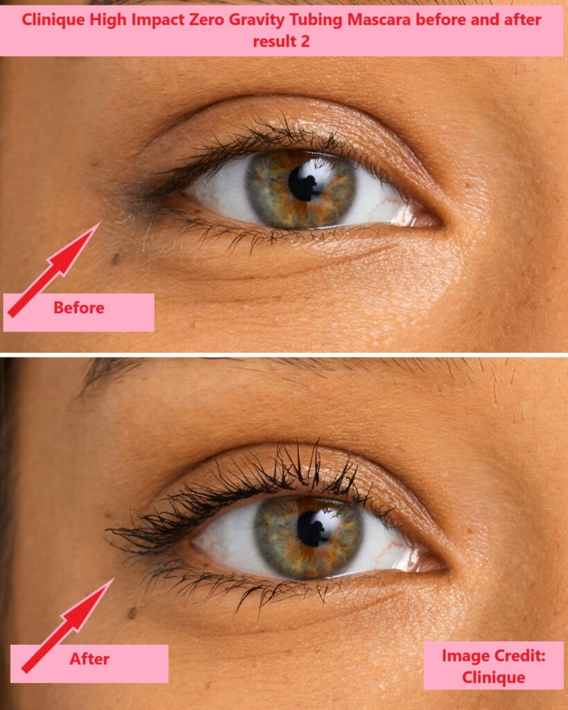 Clinique High Impact Zero Gravity Tubing Mascara before and after result 2