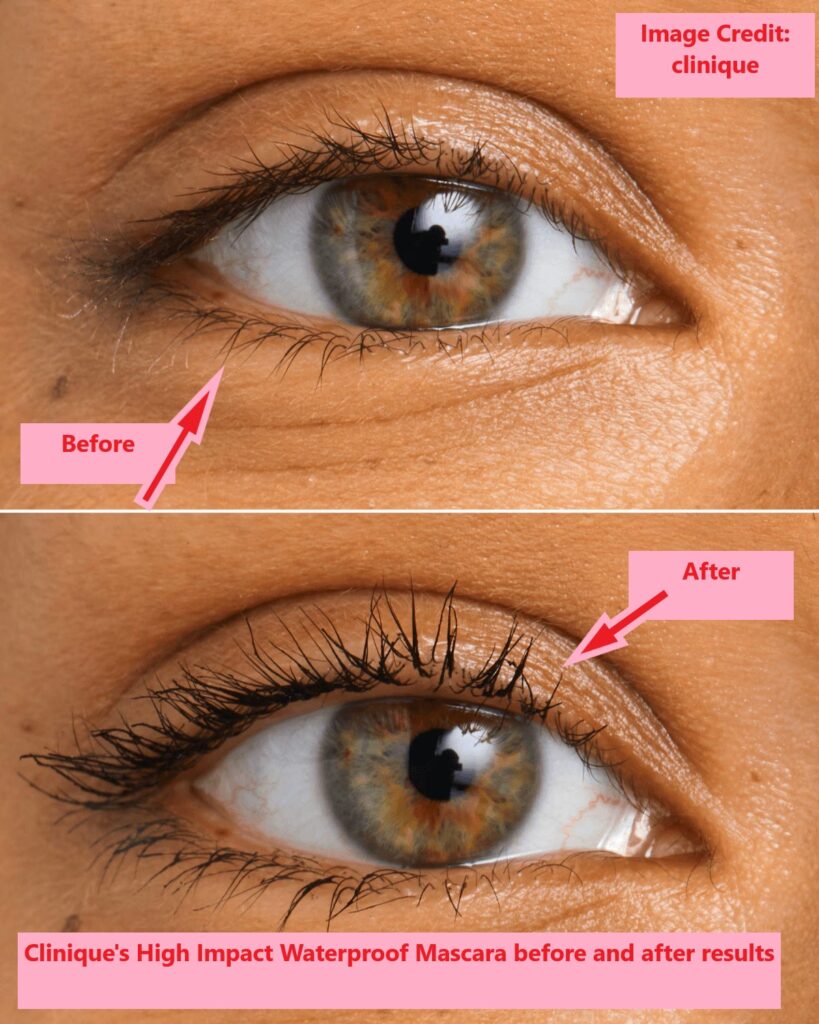 Clinique's High Impact Waterproof Mascara before and after results