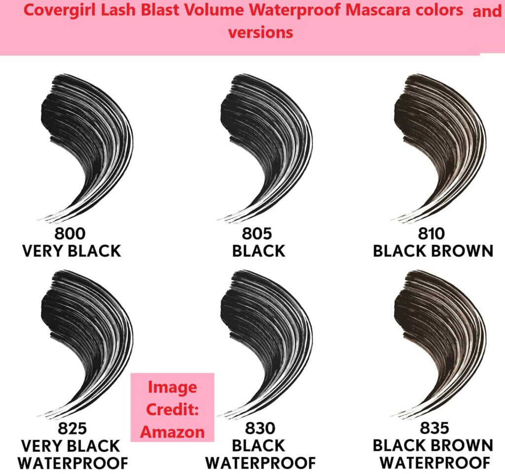 Covergirl Lash Blast Volume Waterproof Mascara colors and versions