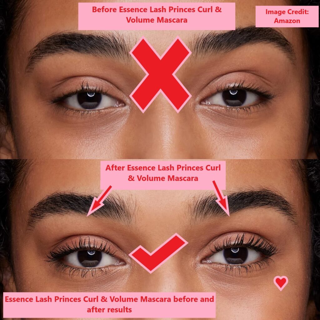 Essence Lash Princes Curl & Volume Mascara before and after results