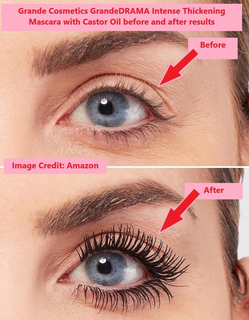 Grande Cosmetics GrandeDRAMA Intense Thickening Mascara with Castor Oil before and after results