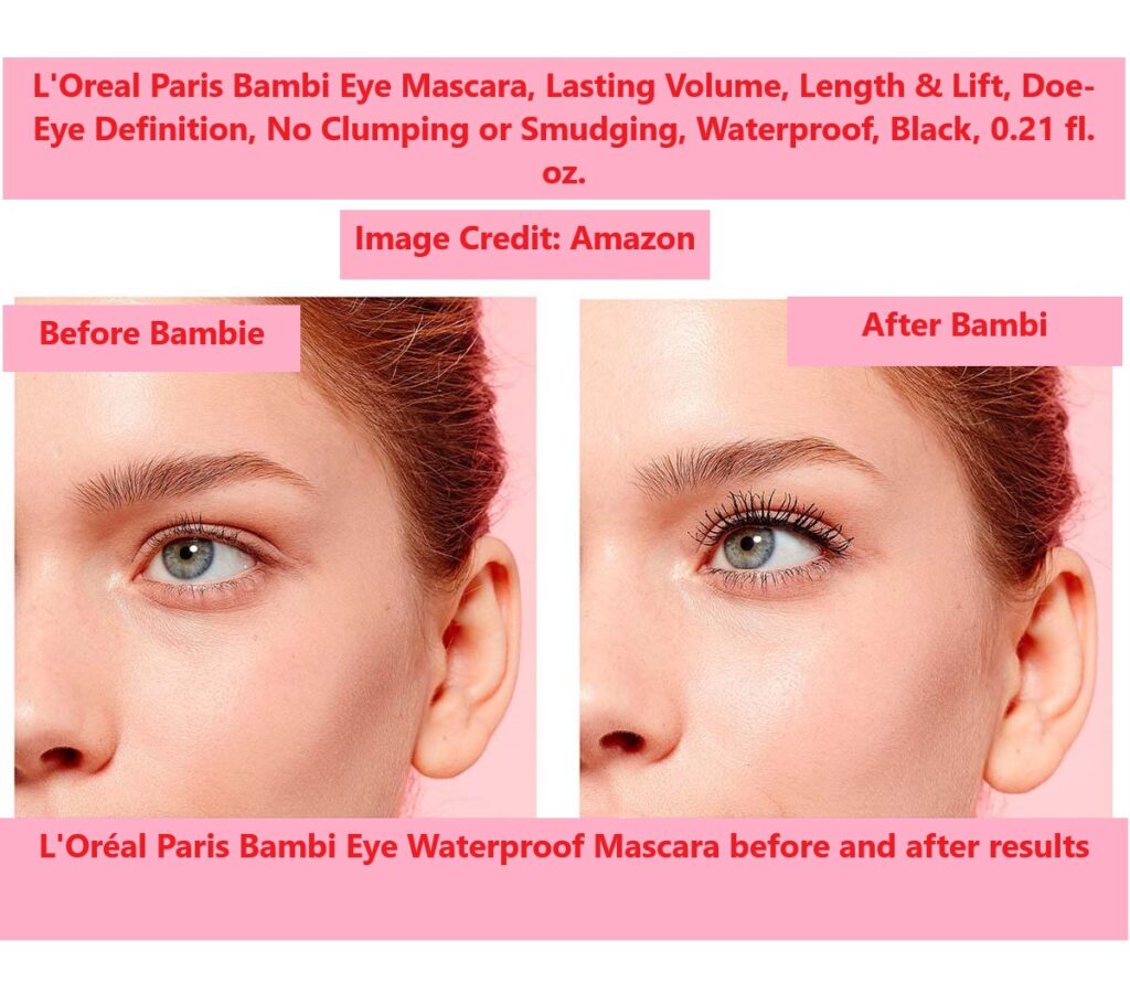 L'Oréal Paris Bambi Eye Waterproof Mascara before and after results