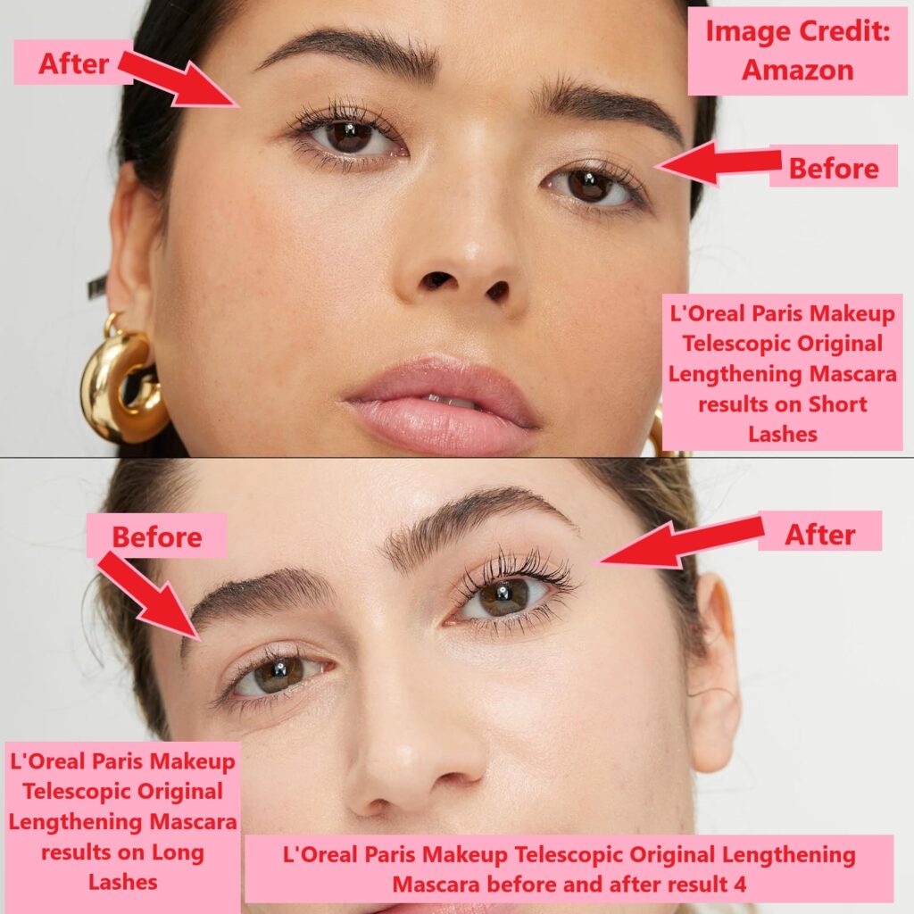 L'Oréal Paris Makeup Telescopic Original Lengthening Mascara before and after result 4