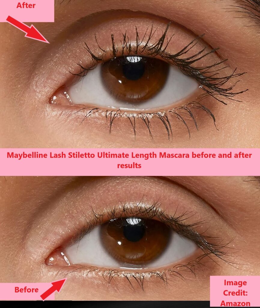 Maybelline Lash Stiletto Ultimate Length Mascara before and after results