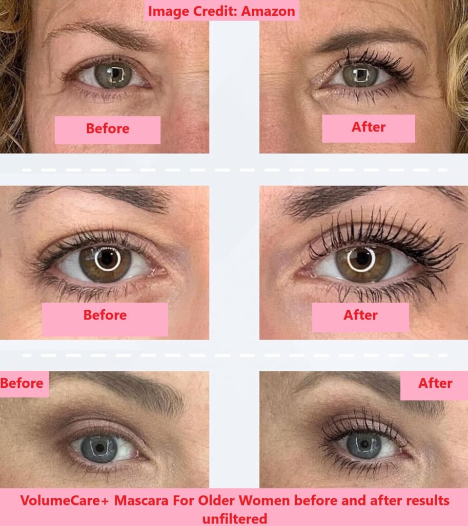 VolumeCare+ Mascara For Older Women before and after results unfiltered