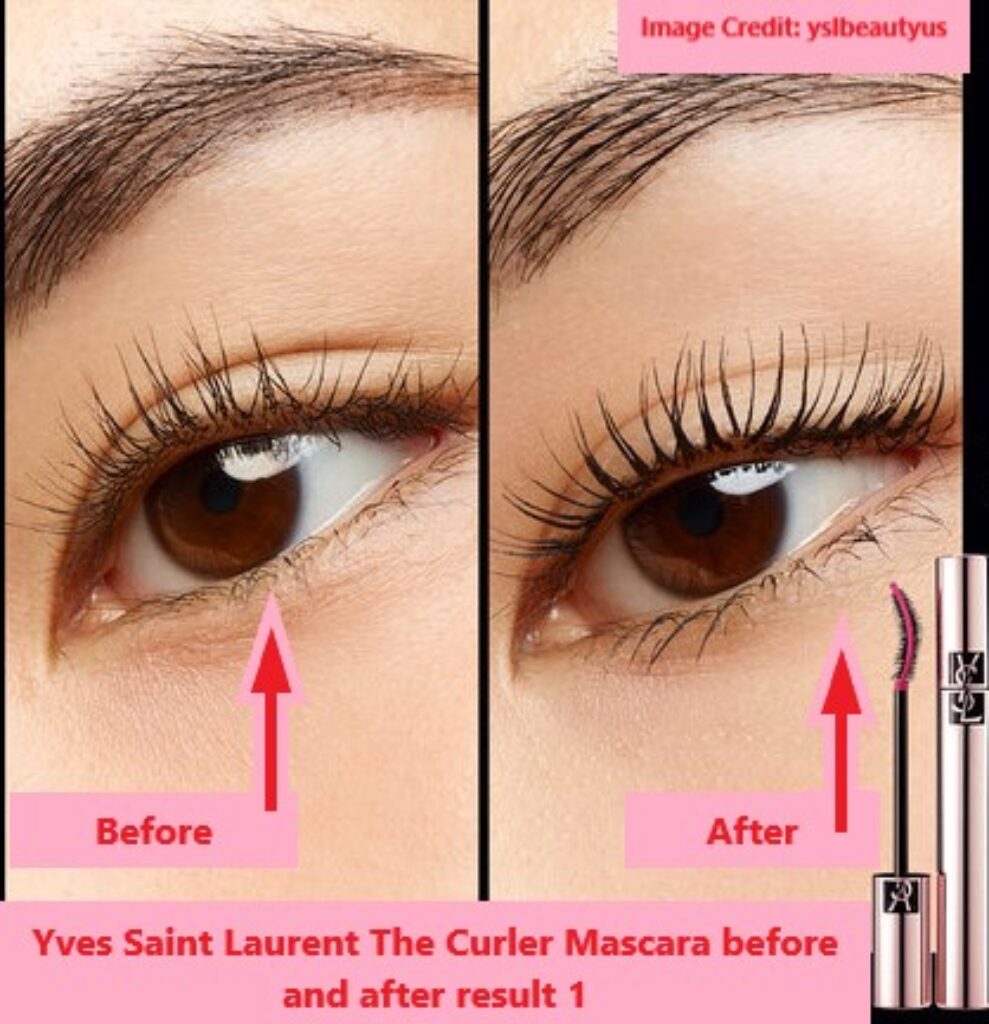 Yves Saint Laurent The Curler Mascara before and after result 1