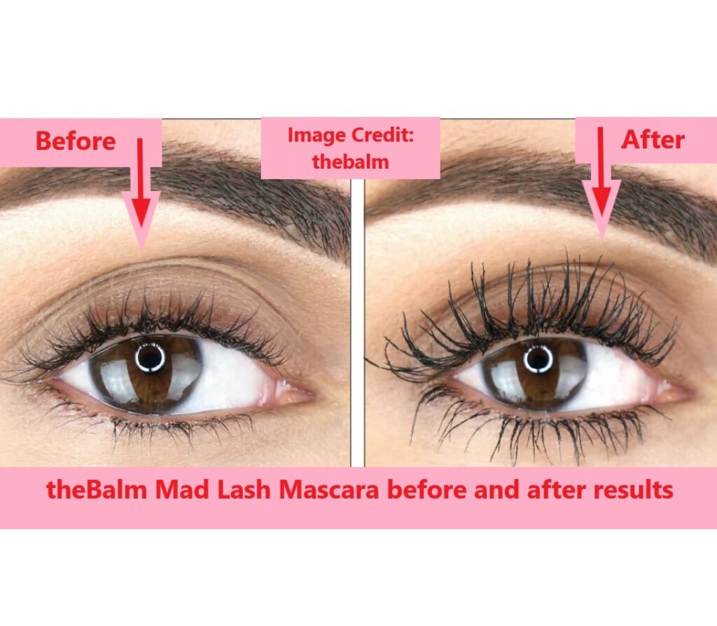 theBalm Mad Lash Mascara before and after results