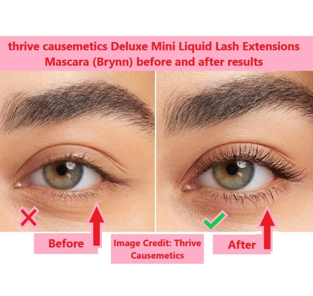 thrive causemetics Deluxe Mini Liquid Lash Extensions Mascara (Brynn) before and after results