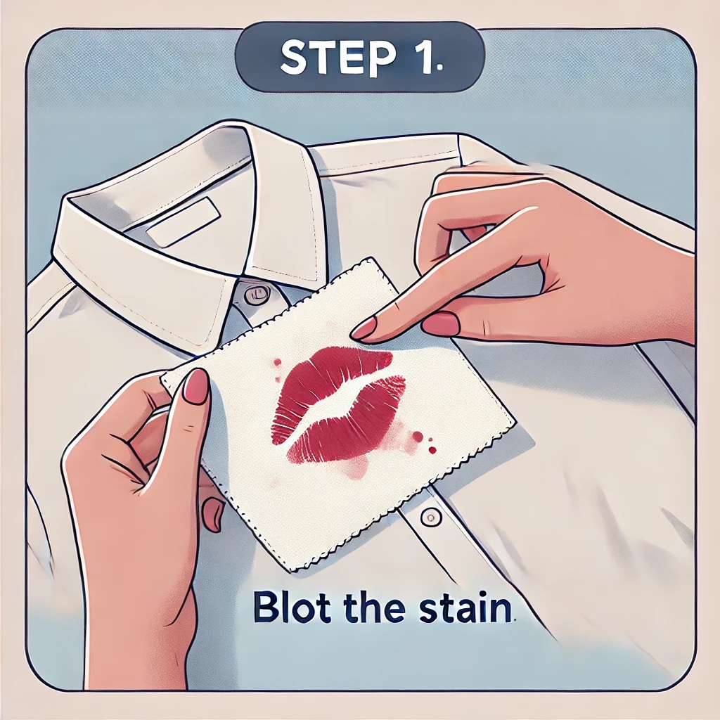 Step 1 in removing lipstick stains from clothes