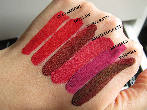 Kat Von D Liquid Lipstick swatches on hand 3